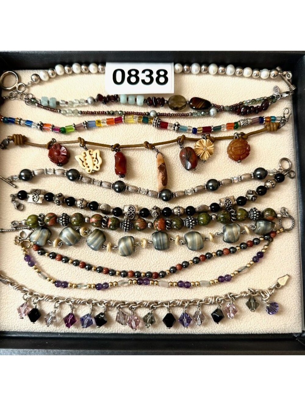 Jewelry Lot Bracelets Glass Gemstone Mixed Metals Untested